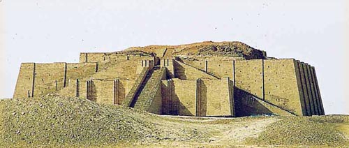 Reconstructed lower state of the late Sumerian ziggurat at Ur, Iraq