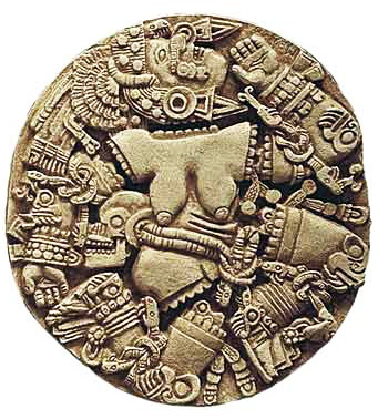 Aztec goddess Coyolxauhqui, sister of Huitzilopochtli, daughter of Coatlicue.