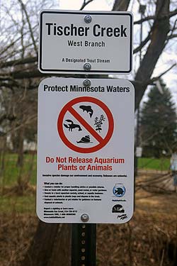 Sign along Tischer Creek.