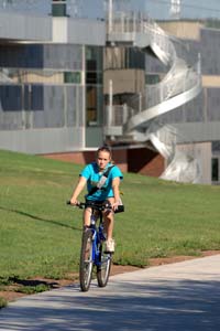 Student biking.