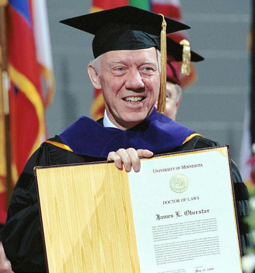 Congressman Jim Oberstar receiving Doctor of Law degree from University of Minnesota