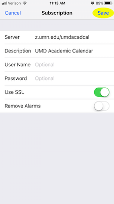 UMD: Subscribe to Academic Calendar with iOS Calendar