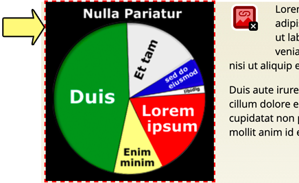 Screenshot: Red dashed line around pie chart image in the main page.